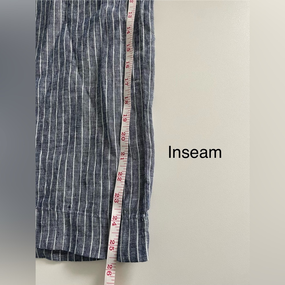 Quince Chambray Stripe Linen Wide Leg Pants - Blue/White Pinstripe - Picture 8 of 8